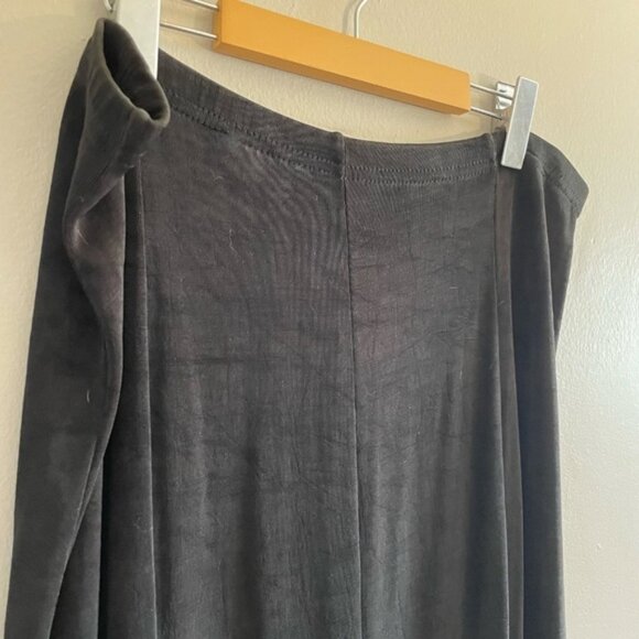 Vintage 90s Picadilly Fashion Slinky Black Trumpet Flared Maxi Skirt - Picture 4 of 11